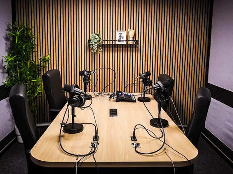 Estúdio de gravação de podcast do Deposita