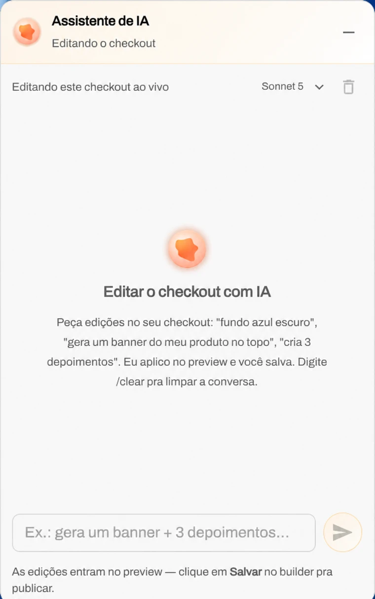 Assistente de IA editando o checkout